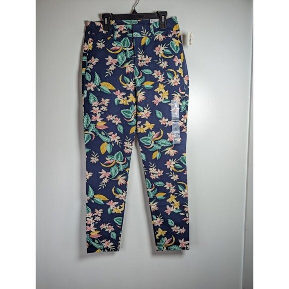 Old Navy Pixie Pants Size 2 Ankle 28x27 Hawaiian Tropical Floral Stretch Resort - Picture 1 of 10
